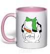 Mug with a colored handle I WANT A SNOW MAIDEN GREEN light-pink фото