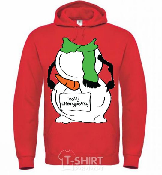 Men`s hoodie I WANT A SNOW MAIDEN GREEN bright-red фото