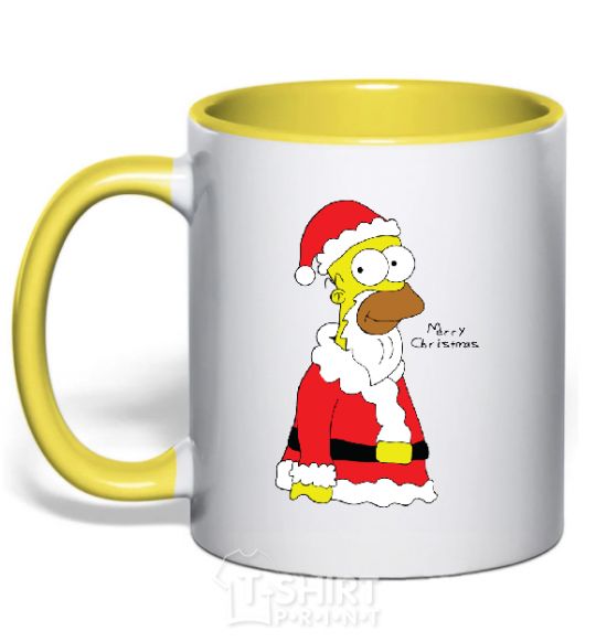 Mug with a colored handle SIMPSON SANTA yellow фото