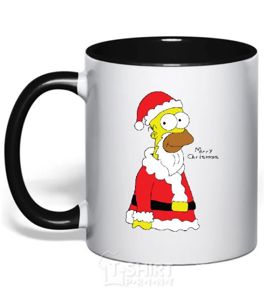 Mug with a colored handle SIMPSON SANTA black фото