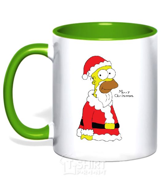 Mug with a colored handle SIMPSON SANTA kelly-green фото