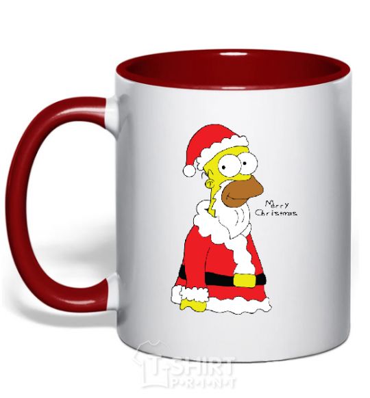 Mug with a colored handle SIMPSON SANTA red фото