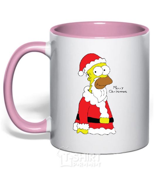 Mug with a colored handle SIMPSON SANTA light-pink фото