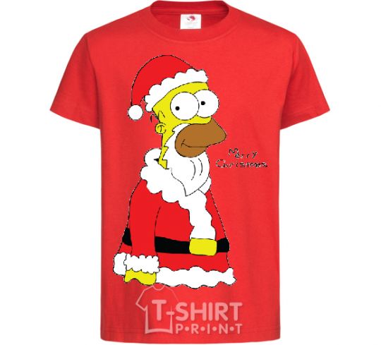 Kids T-shirt SIMPSON SANTA red фото