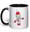 Mug with a colored handle I LOVE HIM... black фото