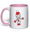 Mug with a colored handle I LOVE HIM... light-pink фото