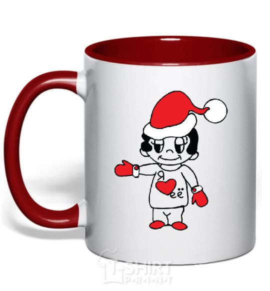 Mug with a colored handle I LOVE HER... red фото