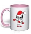 Mug with a colored handle I LOVE HER... light-pink фото