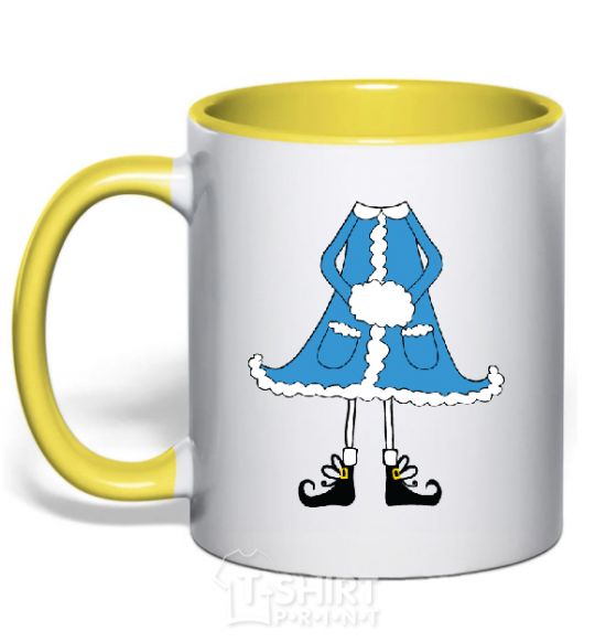 Mug with a colored handle Snow Maiden yellow фото