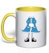 Mug with a colored handle Snow Maiden yellow фото