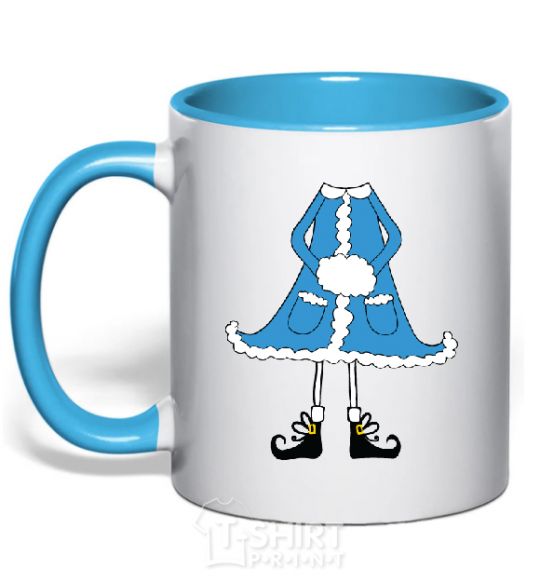 Mug with a colored handle Snow Maiden sky-blue фото