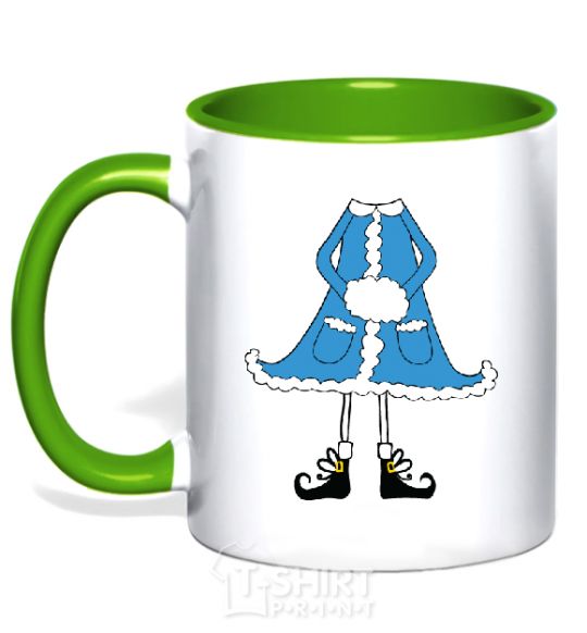 Mug with a colored handle Snow Maiden kelly-green фото