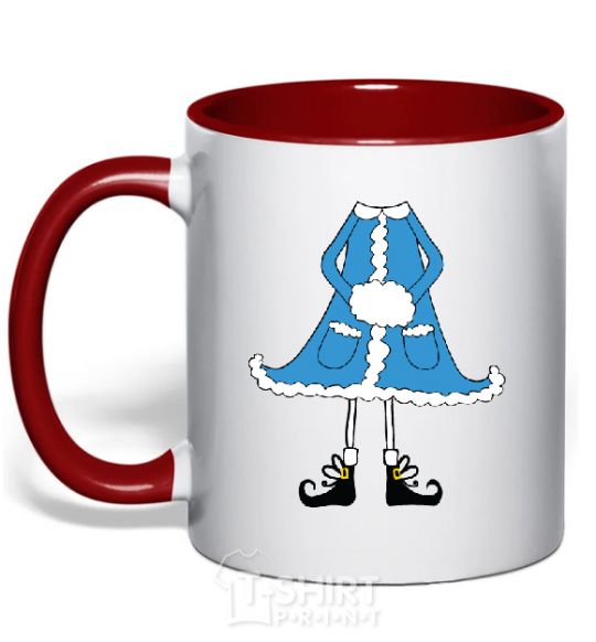 Mug with a colored handle Snow Maiden red фото