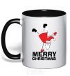 Mug with a colored handle FUN SANTA black фото