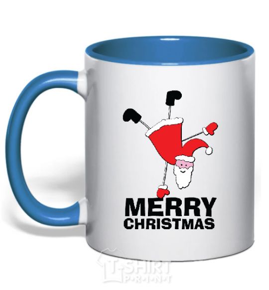 Mug with a colored handle FUN SANTA royal-blue фото