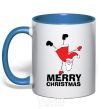 Mug with a colored handle FUN SANTA royal-blue фото