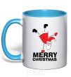 Mug with a colored handle FUN SANTA sky-blue фото