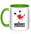 Mug with a colored handle FUN SANTA kelly-green фото