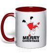 Mug with a colored handle FUN SANTA red фото