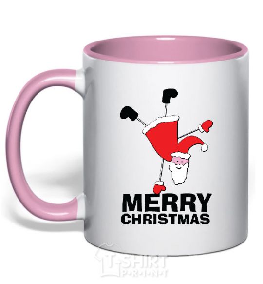 Mug with a colored handle FUN SANTA light-pink фото