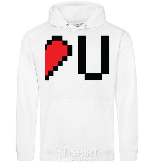 Men`s hoodie LOVE U pixels White фото