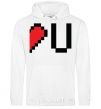 Men`s hoodie LOVE U pixels White фото
