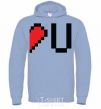 Men`s hoodie LOVE U pixels sky-blue фото