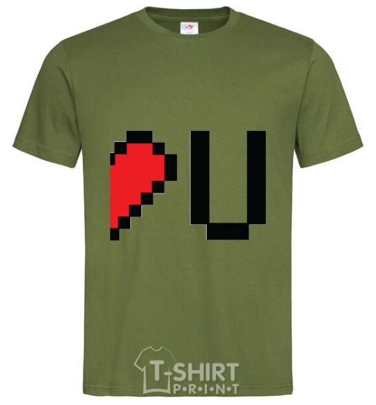 Мужская футболка LOVE U pixels Оливковый фото