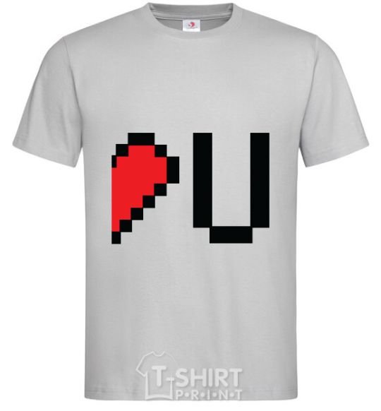 Men's T-Shirt LOVE U pixels grey фото