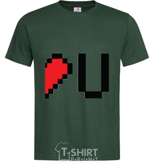 Men's T-Shirt LOVE U pixels bottle-green фото