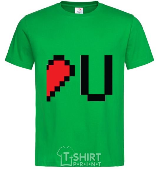 Мужская футболка LOVE U pixels Зеленый фото