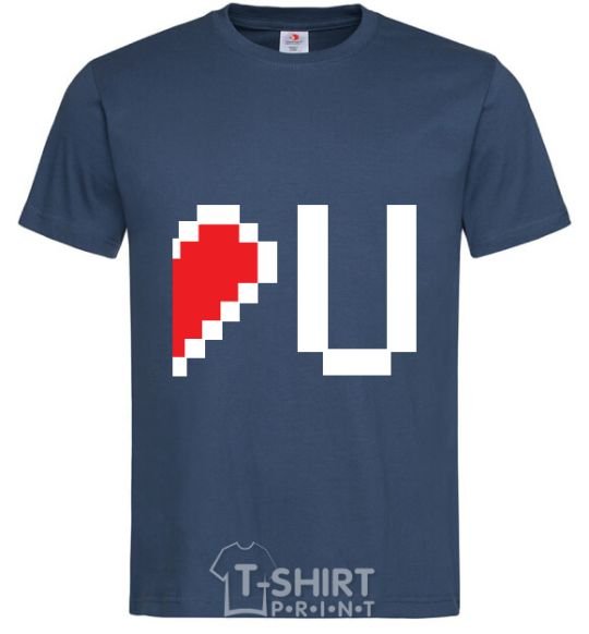 Men's T-Shirt LOVE U pixels navy-blue фото