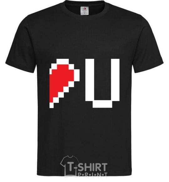 Men's T-Shirt LOVE U pixels black фото