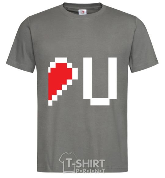 Men's T-Shirt LOVE U pixels dark-grey фото