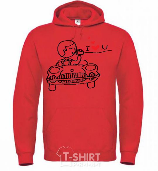 Men`s hoodie LOVED ON AUTO A man bright-red фото