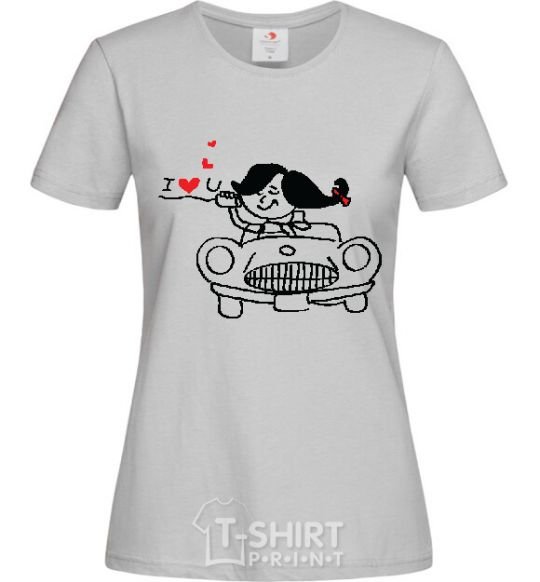 Women's T-shirt LOVED ON AUTO Woman grey фото