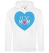 Men`s hoodie I love mom big heart White фото