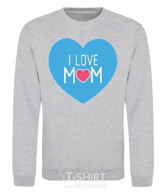 Свитшот I love mom big heart Серый меланж фото