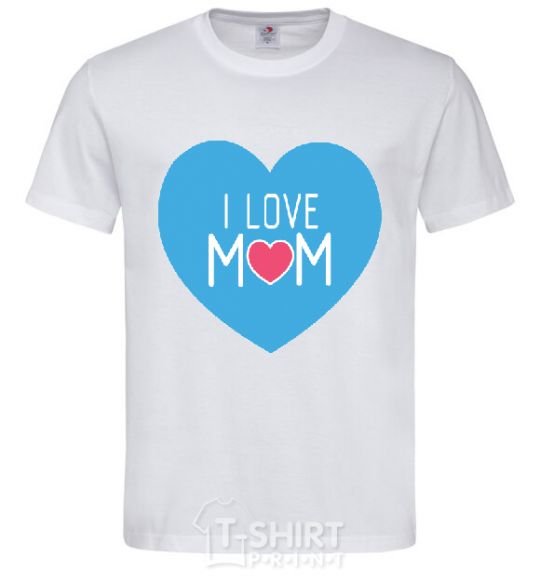 Мужская футболка I love mom big heart Белый фото