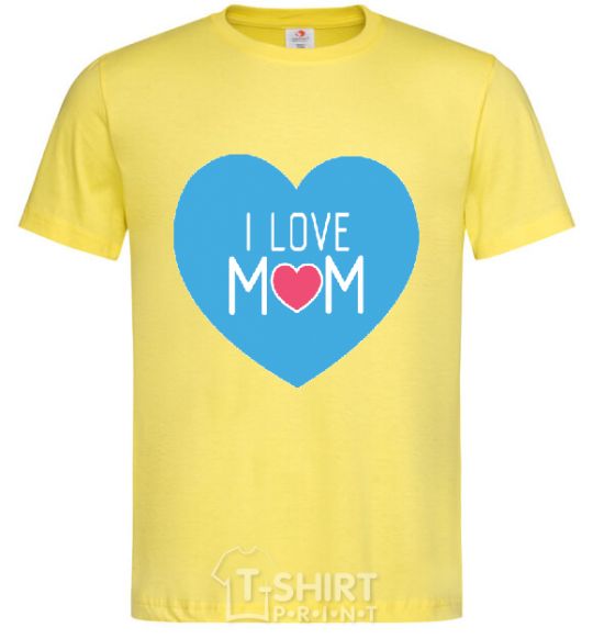 Men's T-Shirt I love mom big heart cornsilk фото