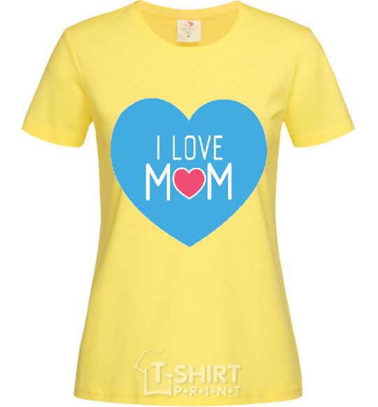Женская футболка I love mom big heart Лимонный фото