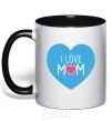 Mug with a colored handle I love mom big heart black фото