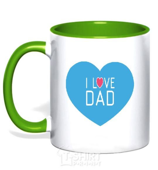Mug with a colored handle I LOVE DAD kelly-green фото