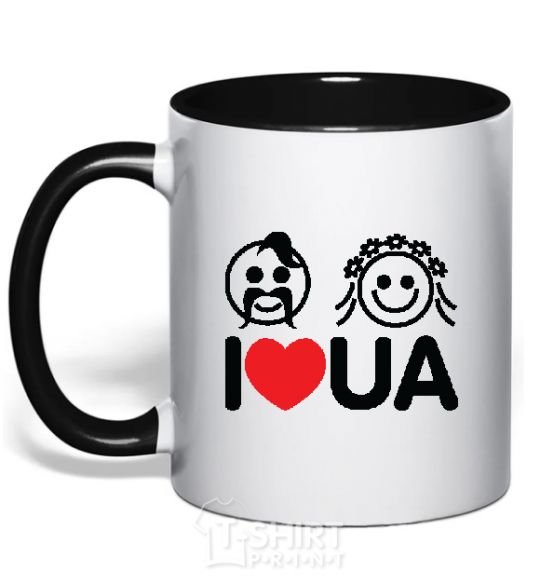 Mug with a colored handle I love UA black фото