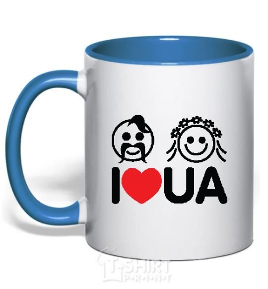 Mug with a colored handle I love UA royal-blue фото