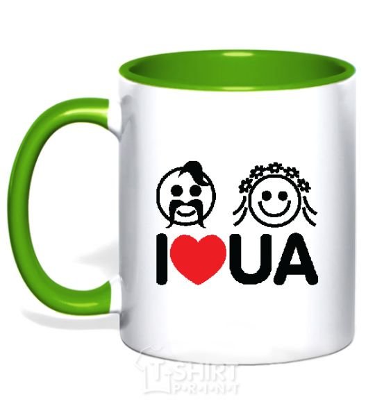 Mug with a colored handle I love UA kelly-green фото