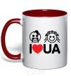 Mug with a colored handle I love UA red фото