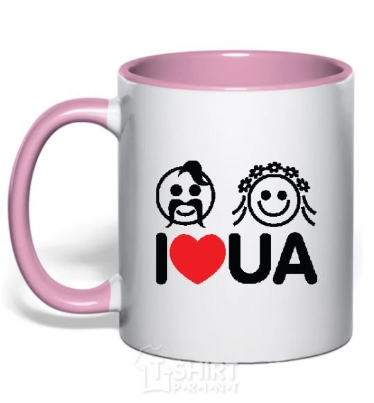 Mug with a colored handle I love UA light-pink фото