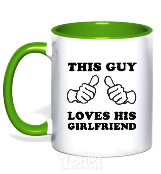 Mug with a colored handle THIS GUY LOVES HIS GIRLFRIEND kelly-green фото