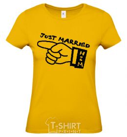 Women's T-shirt JUST MARRIED (HIM) cornsilk фото